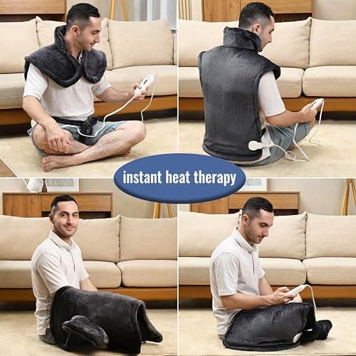 Tefici Heating Pad for Back Pain,Birthday Christmas Gifts for Mom Men,FSA Eligible Items Only List,24'' x33''Fast Heating, Electric Heat Pad, 2H Auto-Off,Neck and Shoulder Heat Pad,ETL Certified,Gray thumbnail 5