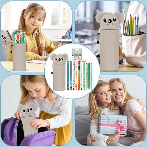 CARxlythic Set of 10 erasable gel pens + Estuche Escolar de 2 en 1 Koala + marcapáginas, Bolígrafo de gel borrable, temperature sensitive, diameter 0.7 mm thumbnail 9