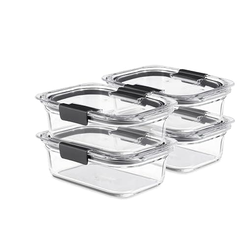 Rubbermaid Brilliance Glass Food Storage Containers, 3.2 Cup, Set of 4, BPA-Free, Leak-Proof, Clear thumbnail 8