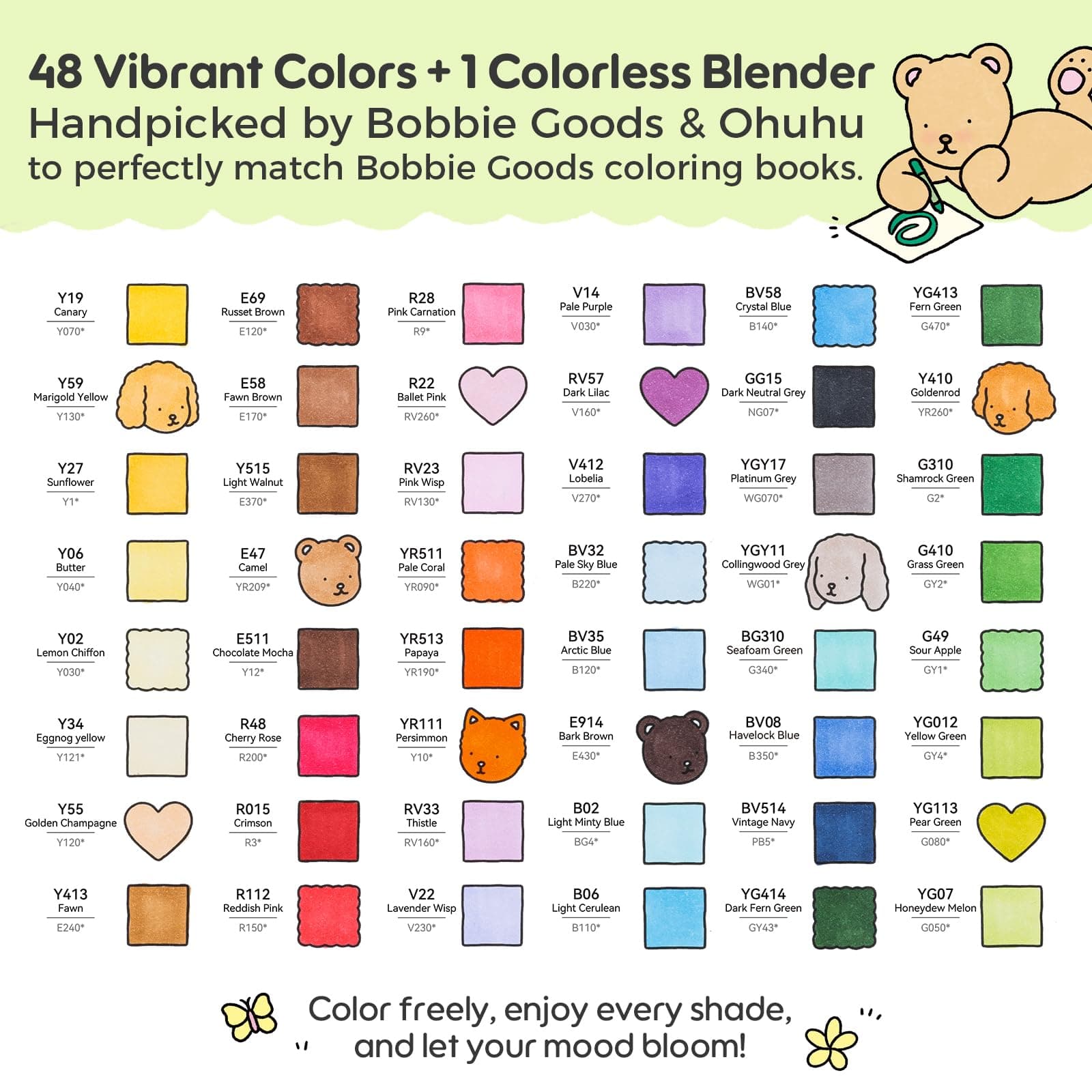 Ohuhu×Bobbie Goods Alcohol Markers: Brush & Chisel 48 Colors Alcohol Marker Set for Artists Beginners Dual Tips for Adult Coloring Books Drawing Sketching Illustration thumbnail 5