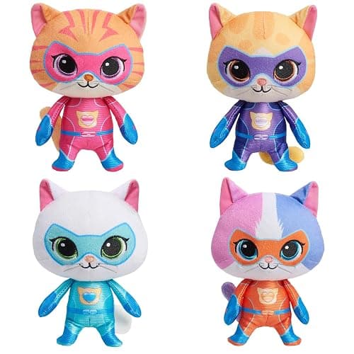 YXCTZKVX Super Cat Plush Toy – Set of 4 Soft Stuffed Animals – Sparks, Buddy, Ginny, Bitsy – Adorable Kitties Gift Set for Children(8Inch) - Image 1