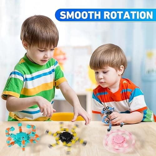 Transformable Fidget Spinners,9PCS Funny Sensory Fidget Toys Adults Deformable Chain DIY Robot Spinner,Fingertip Stress Relief Gyro Toy Halloween Party Favors Christmas Stocking Stuffers for Kids thumbnail 2