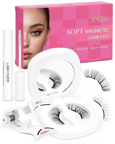 Upgrade Natural Look Soft Magnetic Eyelashes with Applicator and Lash Fixer Reusable Magnetic Eyelashes Kit, No Glue Needed Soft Magnet Lashes, Easy To Wear and Remove by EMEDA(Natural) - Image 1