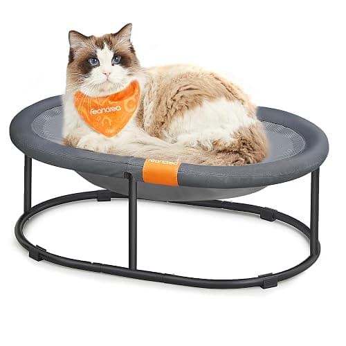Feandrea Pet Bed, Cat Hammock, Elevated Cat Bed for Multiple Cats, with Removable Washable Mesh, for Pets up to 28 lb, Oval, Gray UPCB002G01 - Image 1