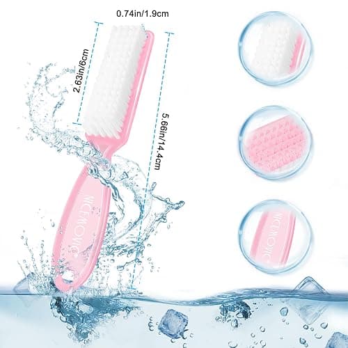 NICEMOVIC 10 Pcs Nail Brush for Cleaning Fingernails, Handle Grip Nail Scrubber Brush, Hand Fingernail Cleaner Brush Manicure Tools Scrub Cleaning Brushes, Use for Toe and Nail Cleaning (Clear-Pink) - Clear-Pink thumbnail 4