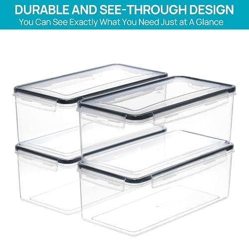 Vtopmart Airtight Food Storage Containers with Lids 4PCS Set 3.2L, Plastic Spaghetti Canisters for Pasta organizer, BPA Free Air Tight Kitchen Pantry Organization thumbnail 5