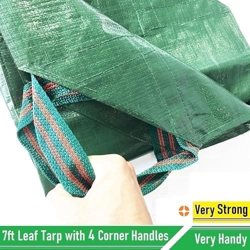 7x7 Ft Yard Garden Leaf Tarp W/ 4 Handles Waterproof Tarp for Sandbox Cover,Outdoor Tarpaulin,Lawn Debris,Landscape Pruning,Leaf Hauler,Tent Footprint,Camping Tent Mat,Patio Table,Yard Fire Pit Cover thumbnail 5
