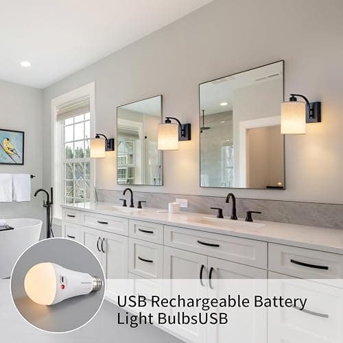 Powfloven Black Rechargeable Battery Operated Wall Sconces Set of 2 with Remote, Wireless Dimmable Battery Powered LED Wall Lights, Cordless Wall Lighting Lamp Fixture for Bedroom Living Room thumbnail 6