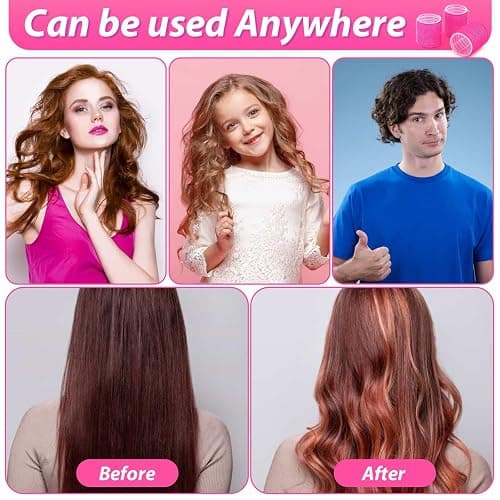 shynek Hair Rollers 48 Pcs Set, 24Pcs Hair Rollers 4 Sizes and 24 Pcs Hair Clips for Long Medium Short Hair (Pink) thumbnail 7