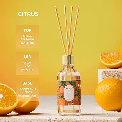 Airkeep Reed Diffuser Oil Set with Reed Sticks,Citrus Aromatherapy Oil Scent Diffuser for Home Office Bathroom Decoration Perfume and Gifts 3.38oz/100ml thumbnail 3