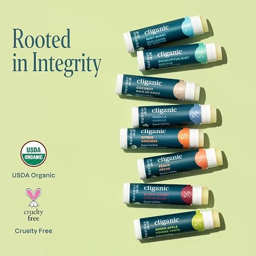 Cliganic Organic Lip Balm Set (Fresh Picked, 8 Flavors) - 100% Natural Moisturizer for Cracked & Dry Lips thumbnail 7