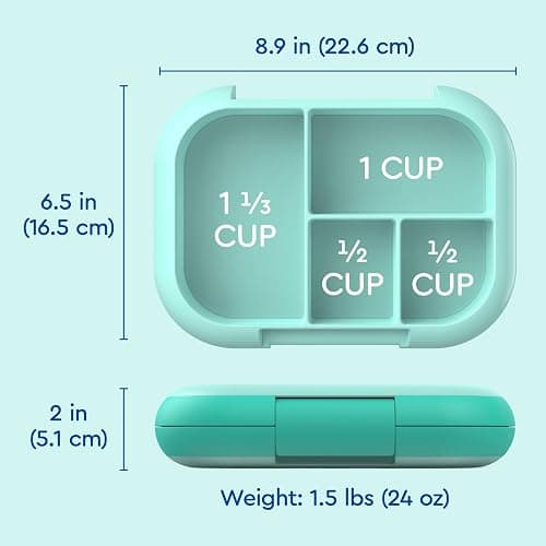 Bentgo Chill Kids Leak-Proof Lunch Box - 4-Compartment Bento Box with Built-In Ice Pack, 3.3 Cup Capacity, PFAS & BPA-Free, Microwave & Dishwasher Safe, Ideal Size for Ages 3 to 7 (Aqua) thumbnail 2