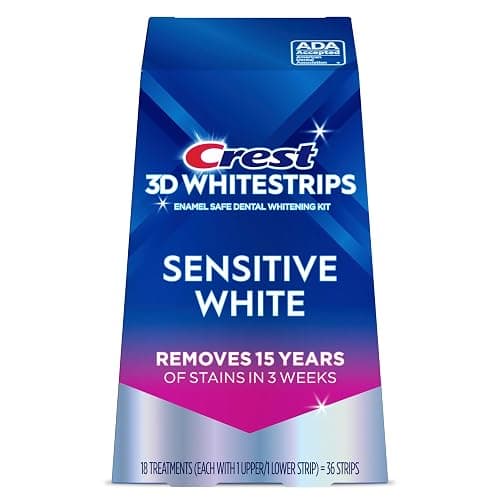 Crest 3DWhitestrips Sensitive White At-Home Teeth Whitening Kit, 18 Treatments, Gently Removes 15 Years of Stains thumbnail 9