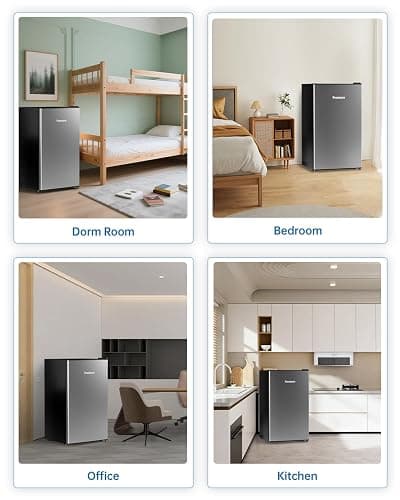 Frostorm 3.2 Cu Ft Mini Fridge with Freezer - Energy Efficient, Large Capacity Single Door Upright Freezer for Bedroom, Office & Dorm | Small Fridge, Reversible Door, ETL Certified(Silver) thumbnail 8