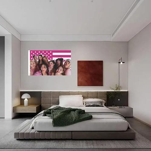 Twice Members American Flag Banner 3x5 Ft,pink Kpop USA Flag Tapestry for Bedroom Living room dorm wall with Brass Grommets,Kpop Fans Once Gift Ideas thumbnail 5