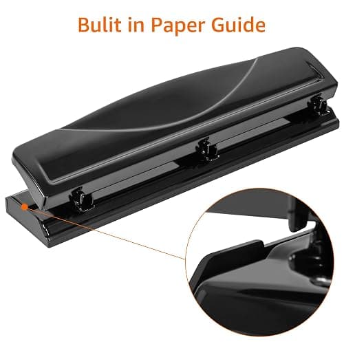 Amazon Basics 3 Hole Punch, 10 Sheet Capacity, Black thumbnail 2