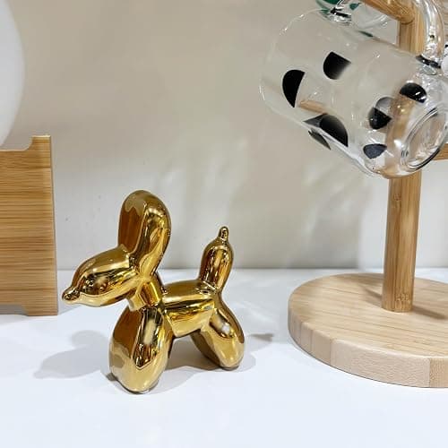 DANELYNN Modern Balloon Dog Decorative Sculpture,Ceramic Dog Figurines Statues Contemporary Art Decor for Living Room,Bedroom,Desk,Bookshelf,Shelf,Coffee Table, Fireplace Mantel (Gold) thumbnail 6