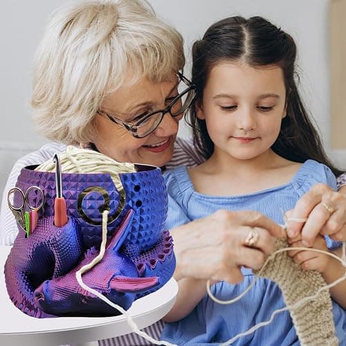 Fantasy Dragon and Egg Large Yarn Bowl for Crocheting Funny,Crochet Bowls for Yarn,Yarn Bowl for Knitting,Yarn Holder for Crocheting,Perfect Gifts for the Knitter,8.66inch×7.09inch×4.92inch(Purple) thumbnail 5