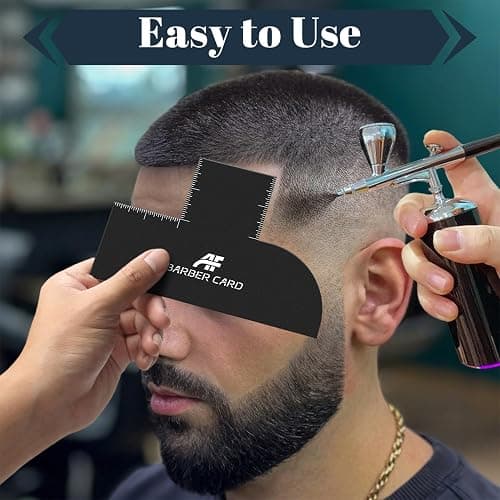 Enhancement Card for Barbers with Measurement Indicators, Reusable Barber Line up Tool and Color Spray Edge Hairline Shaping Tool (Black, One-Size) thumbnail 6
