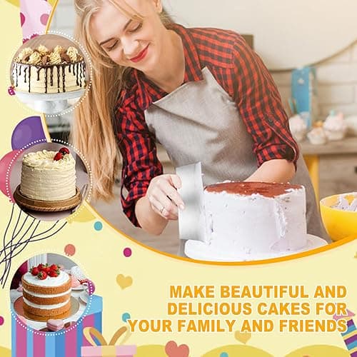 FENGJIAHUI 3 Stück Tortenspachtel Kuchenschaber aus Edelstahl Kuchen Glatter Schaber, Kuchenschaber Edelstahl Tortenspachtel 22 x 7.7 cm, Kuchen Dekorieren Kamm für Kuchen Buttercreme DIY Werkzeug thumbnail 5