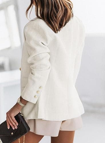 Happy Sailed Womens Tweed Blazers Casual Long Sleeve Double Breasted Open Front Blazer Jackets Work Suits thumbnail 7