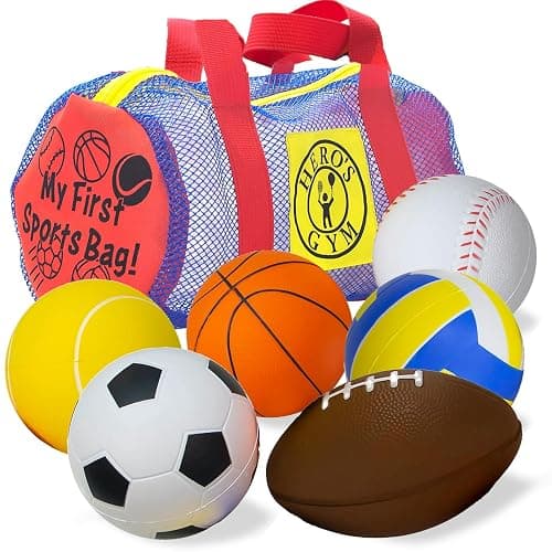 Hero Brands My First Sports Bag! 6-Pack of 3.5 inch Foam Balls with Gym Bag, Kids and Toddlers 3+, Toddler Sports Balls - Image 1