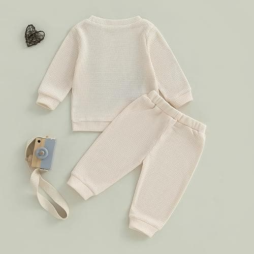 Baby Boy Fall Clothes Set Long Sleeve Crewneck Sweatshirts Pants Infant Newborn Waffle Outfits 6 12 18 24 Months 2T thumbnail 7