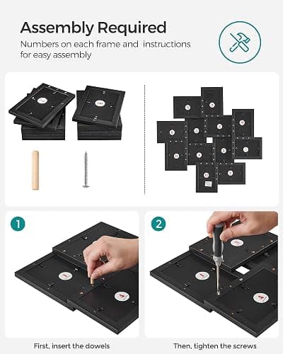 SONGMICS 4x6 Collage Picture Frames, 12-Pack Photo Collage Frame for Wall Decor, Glass Front, Assembly Required, Christmas Gift, Ink Black URPF22BK thumbnail 4