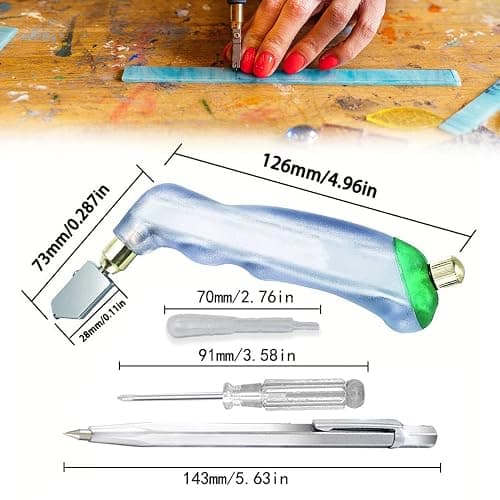 Stained Glass Kit, 23PCS Stained Glass Starter Tool Set, Professional Simple Making DIY Glass & Mosaic Tools Set,Glass Cutter Tool&Soldering Iron Kit for Glass Worker/Glas thumbnail 2