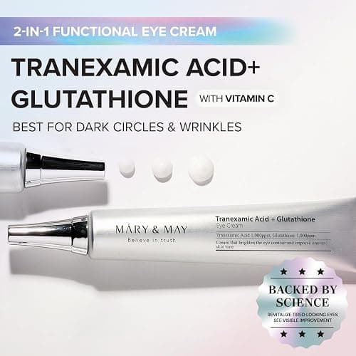 Mary&May Tranexamic Acid + Glutathione Eye Cream - Powerful Antioxidant, Reduces Dark Circles in the Eye, Improve Uneven Skin Tone with Vitamin C - Suitable for Morning and Night Use, 1.01 oz. thumbnail 2