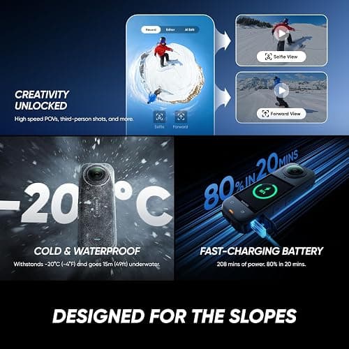 Insta360 X5 Essentials Bundle - Waterproof 8K 360° Action Camera, Leading Low Light, Invisible Selfie Stick Effect, Rugged and Replaceable Lens, 3-Hour Battery, Built-in Wind Guard, Stabilization thumbnail 8