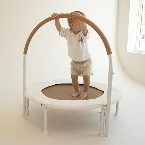 Square House 36" Kids and Toddler Mini Trampoline, Aesthetic Indoor and Outdoor Small Baby Trampoline with Removable Handle, Ultra Safe No-Gap Elastic Spring Design thumbnail 3