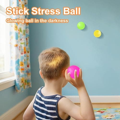 4 Pcs Glowing Sticky Balls, Squishy Stress Ball, Stress Relieving Glow in The Dark Toys Stick to The Wall, Squeeze Toys for Adults Kids, Party Favors & Prizes Stocking Stuffers thumbnail 6
