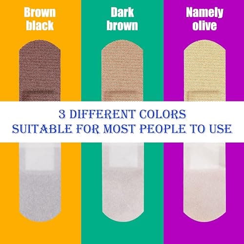Yinder 300 Pcs Skin Tone Bandages Shade Flexible Fabric Adhesive Bandages Pack for First Aid Protect Cuts Scrapes Scratches, 2 Sizes(Colorful) thumbnail 3