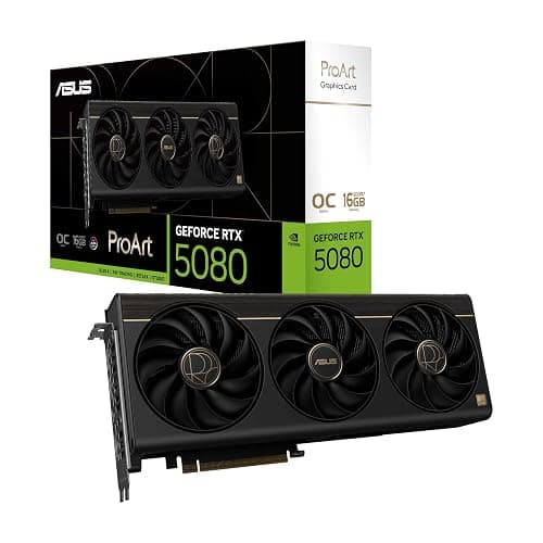 ASUS ProArt NVIDIA GeForce RTX™ 5080 16GB GDDR7 OC Edition Graphics Card (PCIe® 5.0, USB Type-C®, HDMI®/DP 2.1, 2.5-Slot, SFF Ready, Axial-tech Fans, Vapor Chamber), 3 Year Warranty - Image 1