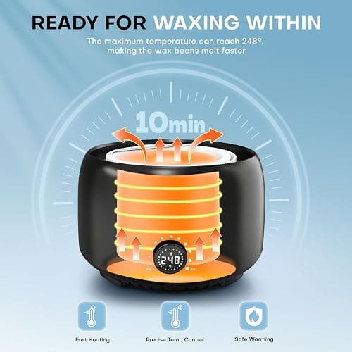 TIKESI Waxing Kit for Women and Men, Digital Wax Warmer with 14OZ 5 Bags Hard Wax Beads, at Home Wax kit for Full Body, Face, Eyebrows, Bikini, Legs, Brazilian & Sensitive Skin thumbnail 4