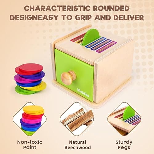Montessori Toys for 1-3 Year Old: Color Sorting Wooden Drawer Box Toy for Toddlers, Object Permanence and Fine Motor Sensory Toy, 12-18 Months Busy Board Matching Game for Baby Boys and Girls Gifts thumbnail 6