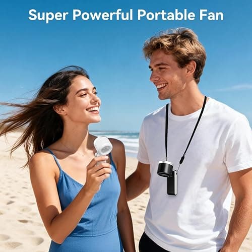 Azdedut Portable Fan, Mini Fan, Handheld Turbo Fan, Portable Rechargeable Fan, 5-Speed, LED Display thumbnail 5