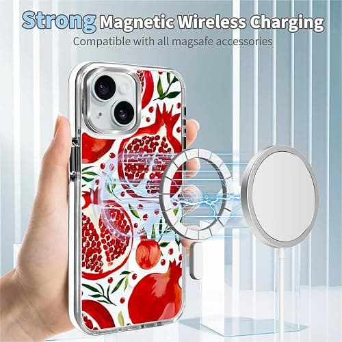 Case for iPhone 15,Fresh Pomegranate Clear Cases,Compatible with MagSafe,Slim Shockproof Magnetic Phone Sleeve Case for Girls Man,Scratch-Resistant Back ﻿ thumbnail 9