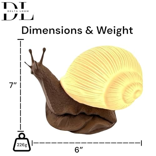 Delta Loom Glowing Snail LED Table Lamp - USB Powered, 15 Color Changing Modes, Dimmable Night Light with Switch - Warm White & Multicolor Lamp for Kids, Adults, Bedroom, Desk, and Gifts thumbnail 8