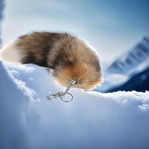 Iivos Fluffy Therian fox Tail Keychain - Soft Fur, Realistic Colors, Durable, Perfect for Cosplay, Renaissance Fairs thumbnail 5