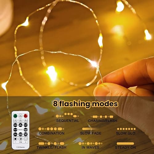 HXWEIYE 300LED Fairy Curtain Lights, 9.8x9.8Ft Warm White USB Plug in 8 Modes Christmas String Hanging Lights with Remote for Bedroom, Indoor, Outdoor, Weddings, Party - Warm White - 300L-Silver Copper Wire thumbnail 3