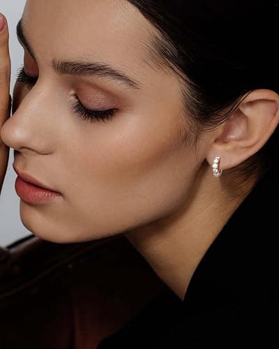 Moissanite Hoop Earrings,2.0ct D Color 14K Gold Plated Brilliant Round Cut Earrings S925 Sterling Silver Huggie Earring for Women Men thumbnail 2