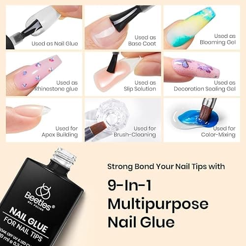 Beetles 9 In 1 Gel Nail Glue Nail Dehydrator Kit for Acrylic Nails Acid Free & Hema-Free Professional Dehydrator Prep for U V Gel Polish Long Lasting Led Lamp Required thumbnail 3