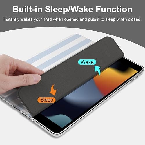 DONGKE Compatible with iPad 10.2 Inch Case 2021 2020 2019, Smart Lightweight Trifold Stand Hard Plastic Transparent Cover Support Auto Sleep/Wake for iPad 10.2" 9th/8th/7th Generation - Stripes thumbnail 4