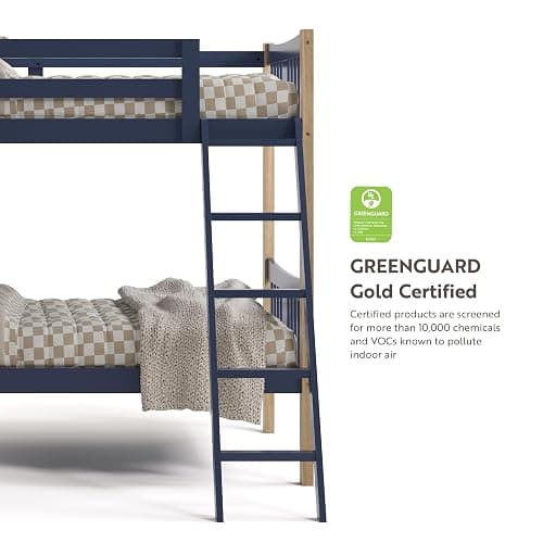 Storkcraft Caribou Twin-Over-Twin Bunk Bed (Midnight Blue with Natural) – GREENGUARD Gold Certified, Converts to 2 Individual beds - Midnight Blue/Natural thumbnail 6