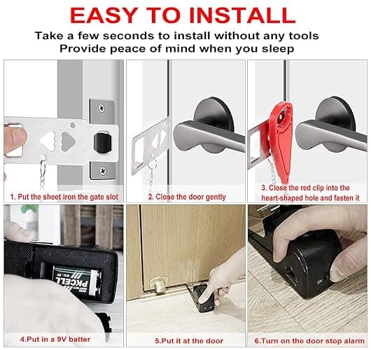 MBBEST Portable Door Lock & Door Stop Alarm,Dual Protection Security Door Kit,Door ​Security Devices Pocket Door Stopper Self Defensey Tools for Hotel Travel Home Apartment House thumbnail 4