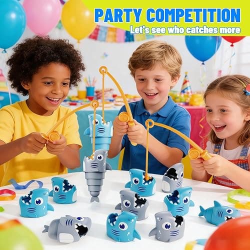MINGKIDS Shark Fishing Game for Kids - Preschool Math Games for 3 Year Olds, Toddler Fine Motor Learning Toys, Fun Family Board Games for Boys and Girls Ages 3-5 thumbnail 2