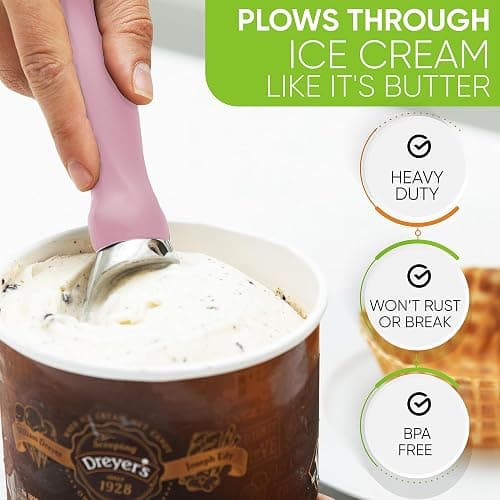 Spring Chef Ice Cream Scoop with Soft Grip Handle, Professional Heavy Duty Sturdy Scooper, Premium Kitchen Tool for Cookie Dough, Gelato, Sorbet, Pink Lemonade thumbnail 6