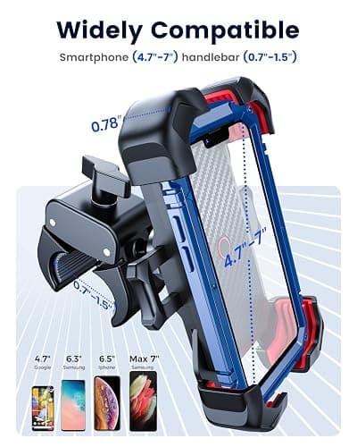 JOYROOM Motorcycle Phone Mount, [1s Auto Lock][100mph Military Anti-Shake] Bike Phone Holder for Bicycle, [10s Quick Install] Handlebar Phone Mount, Compatible with iPhone, Samsung, All Cell Phone thumbnail 6